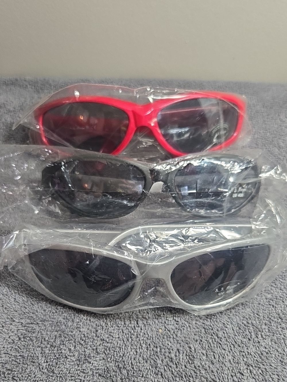 NWT A.J. Morgan Sport Wrap Sunglasses Bundle - Set of 3 (Silver, Red, Black)
